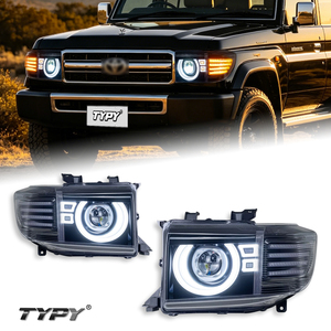 Conjuntos de faros delanteros TYPY para Toyota Land Cruiser LC76 LC71 con lentes LED, luces de circulación diurna y luces direccionales - Product Image 1