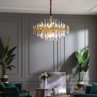 Lustre moderne en verre cristal K9 de luxe, design doré pour hall d'entrée, salon, chambre à coucher, mariage