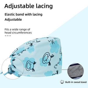Casquettes chirurgicales imprimées, casquettes d'infirmière pour hommes et femmes, casquettes <span class=keywords><strong>de</strong></span> travail <span class=keywords><strong>de</strong></span> médecin, casquettes <span class=keywords><strong>de</strong></span> salle d'opération, respirantes et antistatiques - Product Image 2