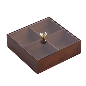 Caja de Madera Estilo Chino para Frutos Secos, Doble Capa, Cuatro Compartimentos, Bandeja Rectangular para Dulces y Bocadillos, Tipo Vertical, 1-3L - Product Image 5