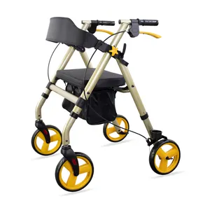 Aluminum Alloy/ iron Health Rollator Rolling Medical Walker With Storage And Soft Seat