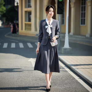 Women's Suit Set Midi Skirt Full Sleeve Polyester Office Lady Anti-Wrinkle Spring Formal Wear - Product Image 3