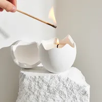 2022カスタマイズされた卵型の香りのキャンドルの寝室蓋付きのオリジナルの白いキャンドルジャー
