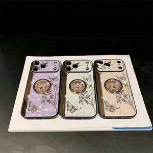 Funda de Teléfono con Diseño de Mariposas y Flores, Textura de Concha, Estilo Lujoso, Brillante, Resistente a Impactos, para iPhone 17/17air/17pm/17pro - Product Image 2