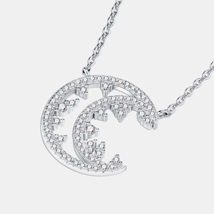 Collier en argent sterling 925 avec moissanite, motif lune et montagne, design semi-circulaire, minimaliste, tendance, pour fiançailles et mariage, pour femme - Product Image 4