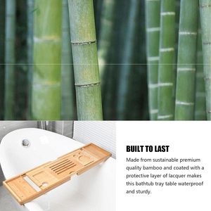 ที่วางของในห้องน้ำแบบไม้ไผ่ สำหรับวางหนังสือ แท็บเล็ต แก้วไวน์ แก้วน้ำ ผ้าขนหนู ถาดวางของในอ่างอาบน้ำ เหมาะกับอ่างอาบน้ำส่วนใหญ่ - Product Image 5