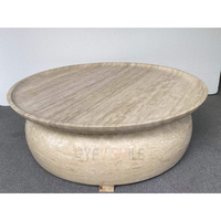 Table basse en travertin de forme organique minimaliste moderne, table à thé en pierre naturelle poreuse brute pour appartement et hôtel