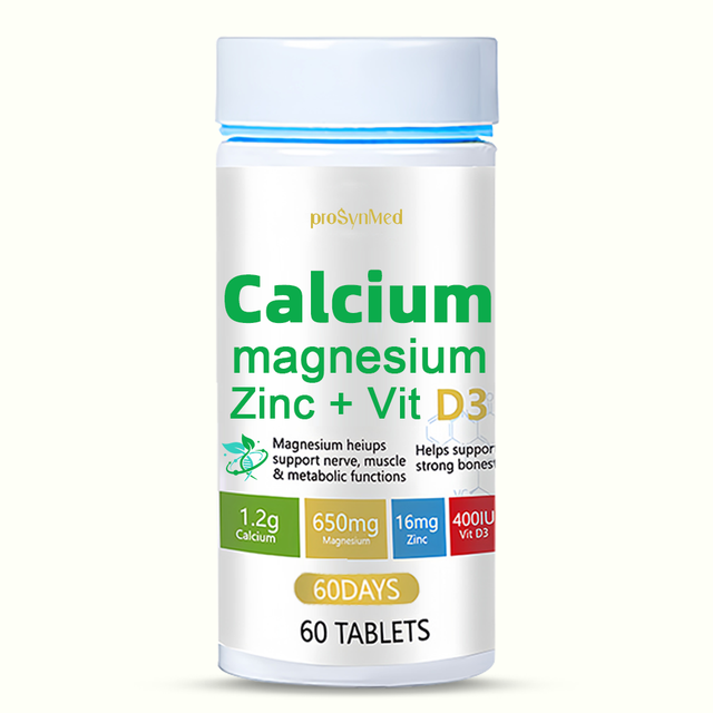 Private Label Calcium Magnesium Zinc with Vitamin D3 Complex Tablets Sports Nutrition Bone Muscle Support 60 Tablets
