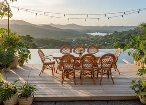 Ensemble de salle à manger moderne et élégant en rotin Java, table et chaises confortables tissées à la main, meubles durables de haute qualité pour villa et hôtel - Product Image 3