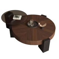 Table basse ronde moderne avec placage en bois pour le salon, table centrale design pour le salon
