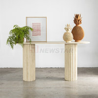 Table console de salon moderne, design personnalisé, longue et étroite, couleur beige, meuble en pierre naturelle, table de console
