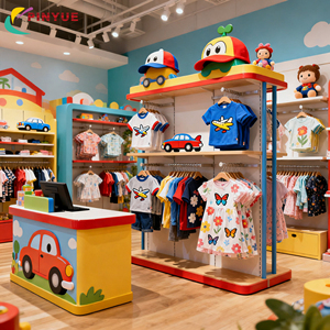Étagères de présentation de vente au détail personnalisées uniques, décoration intérieure de <span class=keywords><strong>magasin</strong></span> de vêtements pour bébés, conception de présentoir pour magasins de vêtements pour bébés - Product Image 4