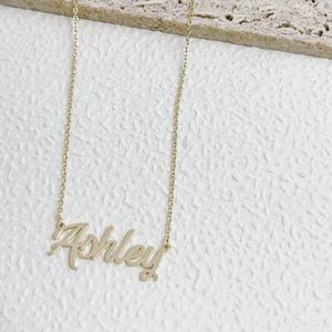 Collier avec nom personnalisé tendance en argent sterling 925 plaqué or 14 carats, lettres personnalisées, collier avec nom, chaîne à maillons pour femmes - Product Image 3