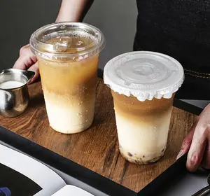 Tùy chỉnh 8 9 10 12 16 20 24 32 oz in dùng một lần Pet cup Ice Cream cà phê Milkshake kính nhựa rõ ràng ly cà phê