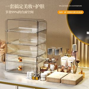 Cosmetic <b>Storage</b> Box Transparent <b>Plastic</b> With <b>Drawers</b> Makeup Organizer Desktop Rack For Lipstick Skincare Products - Product Image 3