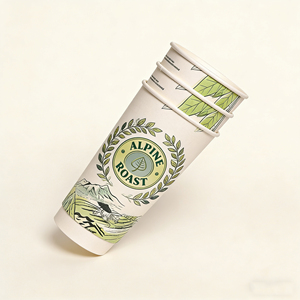 Eco-Friendly Custom Logo Disposable <b>8oz</b>-16oz Green Flexo CMYK Paper <b>Cups</b> Double Wall Lid for Cafe Use Factory Wholesale Stamping - Product Image 2