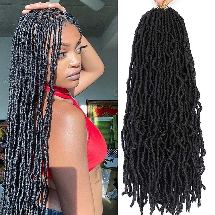 Wholesale Synthetic Braiding Hair Extensions Dreadlocks Ombre Brown Color Soft Straight Faux Locs Crochet Braids Hair