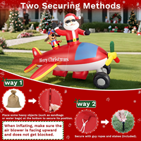 Avion de Noël gonflable de 8 pieds avec Père Noël et chiot, éclairage LED, ornement de Noël pour la cour, la pelouse, la maison, la fête de Noël en plein air