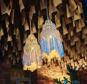 Bán buôn boho phong cách tay dệt Bông Chụp đèn với rìa dài cho phòng khách nhà hoặc khách sạn đám cưới trang trí nội thất nhà máy trực tiếp - Product Image 4
