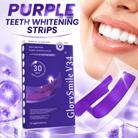 Bandes blanchissantes correctrices de couleur violettes douces avec protection des gencives, formule PAP, bandes éclaircissantes pour les dents