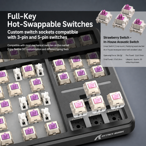 Clavier mécanique sans fil pour jeux Attack <span class=keywords><strong>Shark</strong></span> X87 TKL, prix d'usine, Gasket, RGB, touches PBT avec impression latérale pour les joueurs - Product Image 3