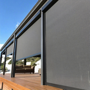 Stores verticaux motorisés en métal, coupe-vent, avec fermeture éclair, pour extérieur, modernes, unis, imperméables, protection solaire et contre le vent pour patio - Product Image 3