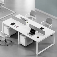 Meubles de bureau contemporains et modernes, cloisons de bureau pour employés, poste de travail pour quatre personnes, bureau d'ordinateur pour le personnel, matériau PVC