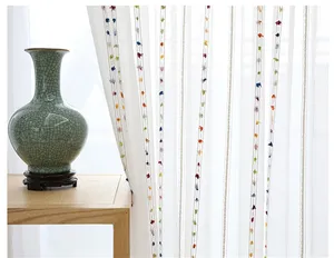 Layar Jendela Bordir Bunga Kecil Bebas Pukulan Kain Benang Tirai Putih Nordic Shading Sederhana Gaya Modern Renda S-012