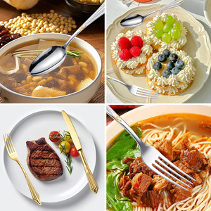 Juego de Cubiertos de Acero Inoxidable de Alta Calidad con Acabado en Oro Real, Tenedor, Cuchara, Cuchillo y Plato para Restaurante, Hotel, Fiesta - Product Image 6