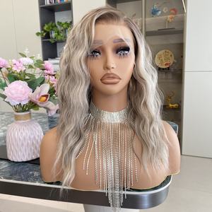 Peluca rubia ceniza con ondas de agua, peluca rizada natural y esponjosa, peluca sintética con encaje 13x4 para mujeres, resistente al calor, fibra suave. - Product Image 5