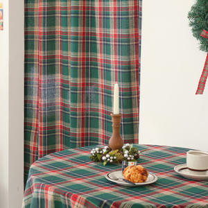 Cortina Semiopaca de Estilo Francés a Cuadros Verdes Navideños Retro, Ecológica, para Todas las Estaciones, para Ventanas, Cocina, Hotel, Cafetería - Product Image 2