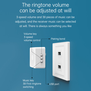 Sonnette sans fil domestique, prise USB, sonnerie longue portée, anti-vol, pour personnes âgées et dispositif d'appel - Product Image 5