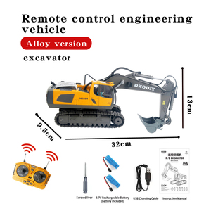 1:20 aleación 2,4 Ghz 11 canales <span class=keywords><strong>Rc</strong></span> excavadora juguete <span class=keywords><strong>Control</strong></span> remoto camión Juguetes Juegos de excavadora con música y sonidos <span class=keywords><strong>RC</strong></span> construcción - Product Image 3