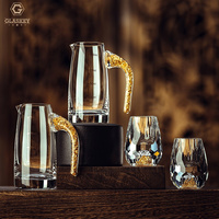 Ensemble de Verres à Shot Montagne Dorée en Feuille d'Or 24K, Tasse en Verre en Forme de Goutte d'Eau, Verre à Shot en Cristal Diamant 15 ml, Petite Tasse à Vin de Luxe