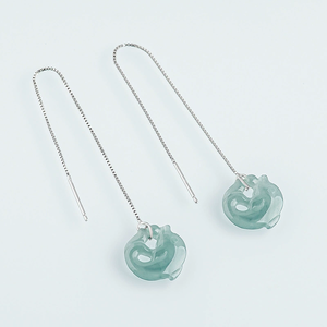 Pendientes de Plata S925 con Esmeralda Natural Azul Agua de Delfín y Jadeíta de Grado Hielo, de Alta Gama para Mujer - Product Image 4