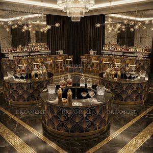 Modern <strong>Art</strong> <strong>Deco</strong> Round <strong>Bar</strong> Counter High Gloss Stainless Steel for Party Hire Hotel Lounge Furniture - Product Image 1