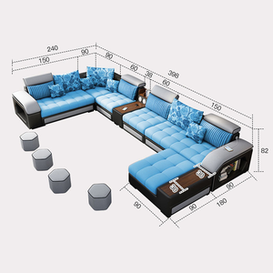 Juego de Sofás en Forma de L de Lujo de la Mejor Calidad, Sofá de Esquina Extensible Convertible Tapizado en Tela Moderna para Apartamento, Villa o Casa de Campo - Product Image 3