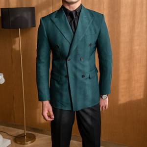 Veste de <span class=keywords><strong>costume</strong></span> rétro décontractée britannique sur mesure, couleur unie, double boutonnage, coupe ajustée pour <span class=keywords><strong>homme</strong></span> - Product Image 4