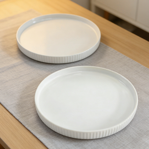 Platos Redondos <span class=keywords><strong>de</strong></span> Melamina Acanalados y Reforzados <span class=keywords><strong>de</strong></span> 24 cm/9.5 Pulgadas, Blancos, para Servir Platos Principales - Product Image 4