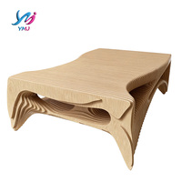 Table à manger moderne en bois massif courbé, plateau en verre personnalisable, durable, écologique, meubles sculpturaux pour salon, appartement