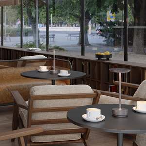 مصباح لاسلكي من الألومنيوم بقيادة مصباح مطعم ، طاولة معدنية لاسلكية ، نوع اللمس ، تعتيم بدون خطوات - Product Image 4