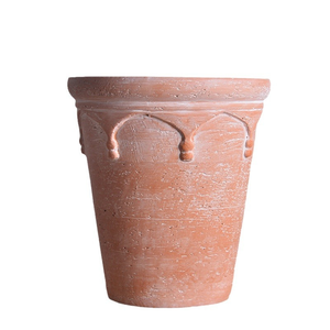 Pot de fleurs en céramique émaillée de style nordique simple, rétro romain, sur pied, avec trou de drainage, motif en relief, grande ouverture - Product Image 6