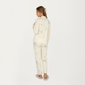 Conjunto de pijama con botones y cuello con muescas para mujer, top suave de manga larga, pantalones largos, ropa de dormir relajada para todas las estaciones - Product Image 2