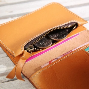 2025 New Handmade Genuine Cowhide <b>Leather</b> Card Holder Vegetable <b>Tanned</b> with Mist Wax Original Coin <b>Purse</b> Design - Product Image 6