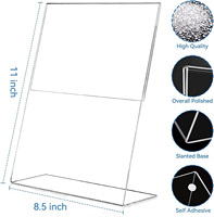 Lot de 12 porte-affiches en acrylique 8.5x11 L forme présentoir en plastique transparent cadre photo arrière incliné pour papier Flyer de menu