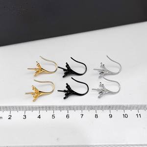 Accessoires en argent S925 pour la création de bijoux, plateau vide avec perles rondes de 11-13 mm et crochet d'oreille, bijoux en argent tendance 22318 - Product Image 4