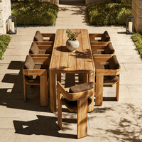 Ensemble de table et chaises de salle à manger d'extérieur en teck massif, résistant à l'eau et aux rayons UV, design nord-américain, meubles de jardin et de terrasse
