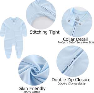 Combinaison en coton à fermeture éclair bidirectionnelle pour <span class=keywords><strong>bébé</strong></span> garçon et fille, lot de 3, manches longues, pyjamas, 0-12 mois - Product Image 3