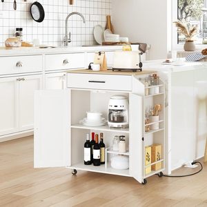 Meubles de cuisine mobiles de style ferme minimaliste <span class=keywords><strong>et</strong></span> écologique avec îlot central, tiroirs <span class=keywords><strong>et</strong></span> armoires de rangement, prêts à assembler - Product Image 3