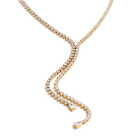 Collier en Y JINYOU 5234, élégant, plaqué or, en acier inoxydable, avec chaîne en zircon cubique, réglable, délicat, à plusieurs niveaux
